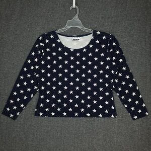 Vintage L.A. Gold Crop Top Size XL Navy w White Stars Patriotic Americana 90s